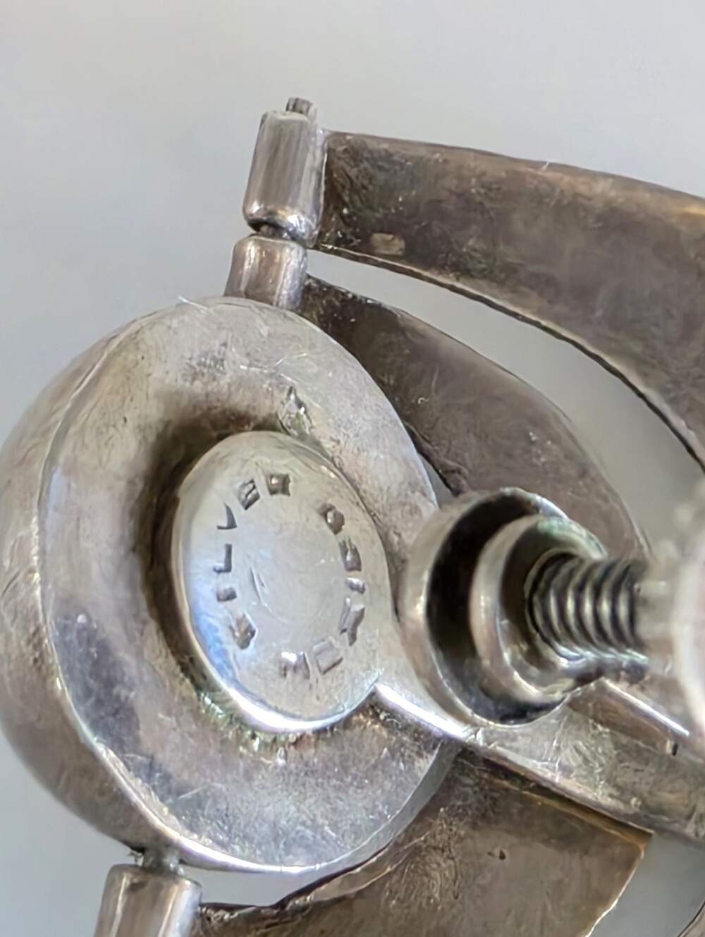 "Mexico Silver" Antique Modernist Earrings - Picture 10 of 12